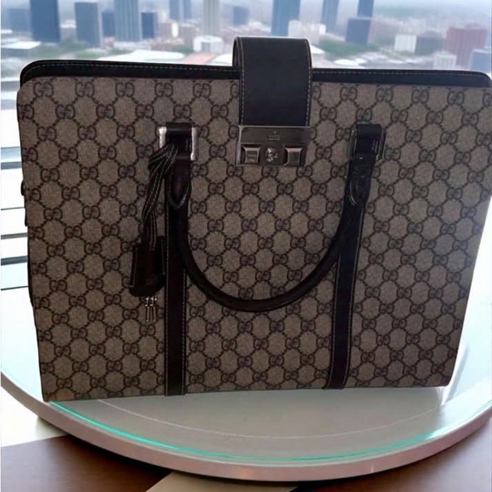 GG Monogram Briefcase - Brown 2012
